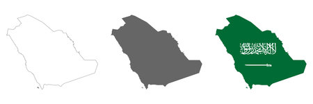Highly detailed Saudi Arabia map with borders isolated on background. flat styleのイラスト素材