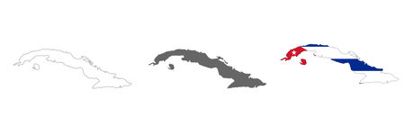 Highly detailed Cuba map with borders isolated on background. Simple flat icon illustration for webのイラスト素材