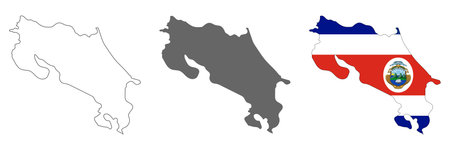 Highly detailed Costa Rica map with borders isolated on background. Simple flat icon illustration for webのイラスト素材