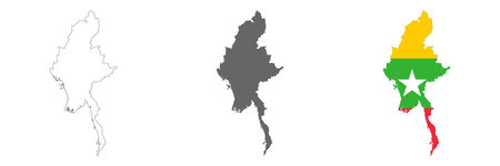 Highly detailed Myanmar map with borders isolated on background. simple iconのイラスト素材