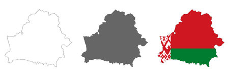 Highly detailed Belarus map with borders isolated on background. Simple flat icon illustration for webのイラスト素材