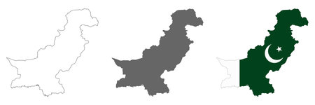 Highly detailed Pakistan map with borders isolated on background. flat styleのイラスト素材