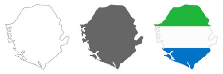 Highly detailed Sierra Leone map with borders isolated on background. flat styleのイラスト素材