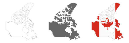 Highly detailed Canada map with borders isolated on background. Simple flat icon illustration for webのイラスト素材