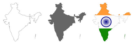 Highly detailed India map with borders isolated on background. flat styleのイラスト素材