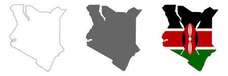 Highly detailed Kenya map with borders isolated on background. simple iconのイラスト素材