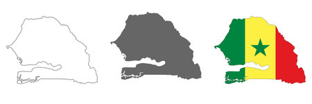 Highly detailed Senegal map with borders isolated on background. flat styleのイラスト素材