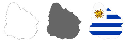 Highly detailed Uruguay map with borders isolated on background. flat styleのイラスト素材