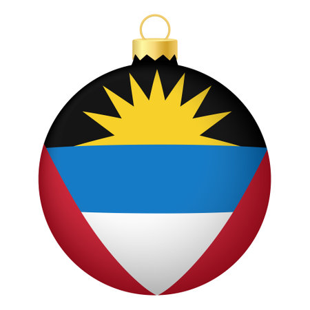Christmas tree ball with Antigua and Barbuda flag. Icon for Christmas holiday. national flag toyのイラスト素材