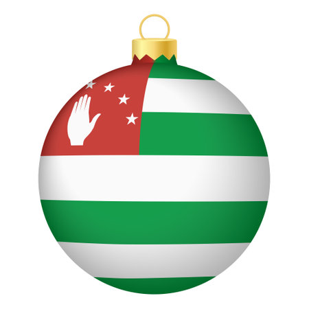 Christmas tree ball with Abkhazia flag. Icon for Christmas holiday. national flag toyのイラスト素材