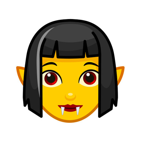 Female vampire or Dracula isolated on white background. Large size yellow emoji faceのイラスト素材