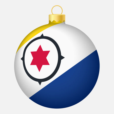 Christmas tree ball with Bonaire flag. Icon for Christmas holiday. national flag toyのイラスト素材