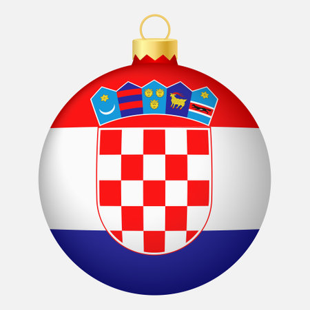 Christmas tree ball with Croatia flag. Icon for Christmas holiday. national flag toyのイラスト素材
