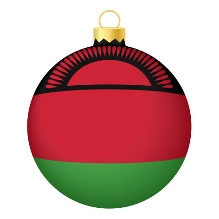 Christmas tree ball with Malawi flag. Icon for Christmas holiday. national flag toyのイラスト素材