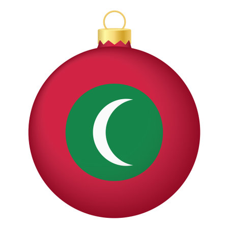 Christmas tree ball with Maldives flag. Icon for Christmas holiday. national flag toyのイラスト素材