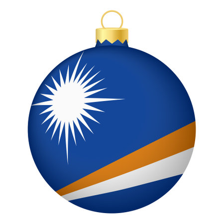Christmas tree ball with Marshall Islands flag. Icon for Christmas holiday. national flag toyのイラスト素材