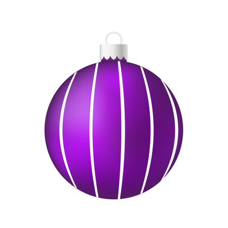 Purple violet Christmas tree toy or ball Volumetric and realistic color illustration. holiday decoration templateのイラスト素材