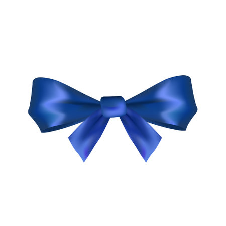 Volumetric decorative blue bow Christmas and happy new year symbol. color iconのイラスト素材