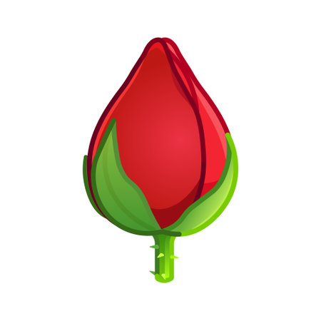 Red rose with water drops isolated on white background. Large size emoji flowerのイラスト素材