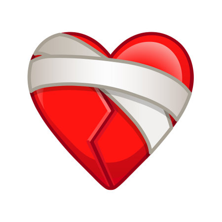 Heart in bandages on white background. Large size icon for emoji smileのイラスト素材