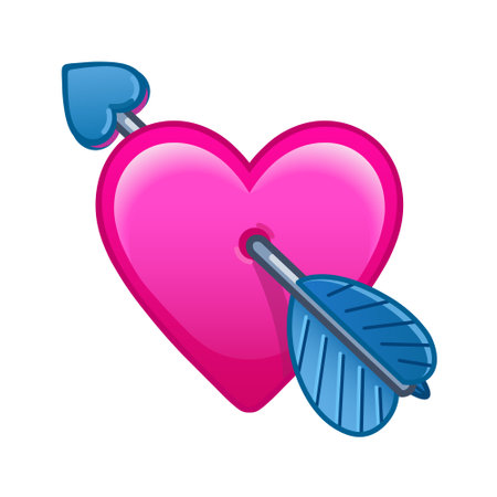 Heart pierced by an arrow on white background. Large size of emoji romance iconのイラスト素材