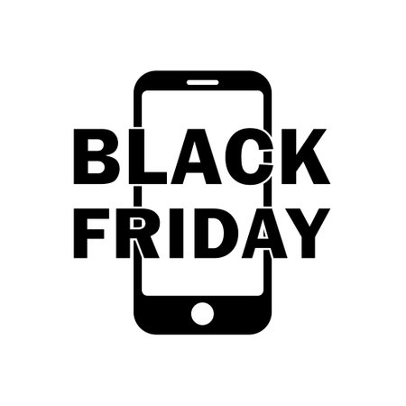 Phone with black friday icon symbol for app and web isolated on backgroundのイラスト素材