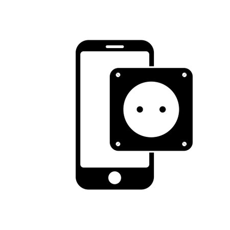 Phone with socket plug icon symbol for app and web on white backgroundのイラスト素材