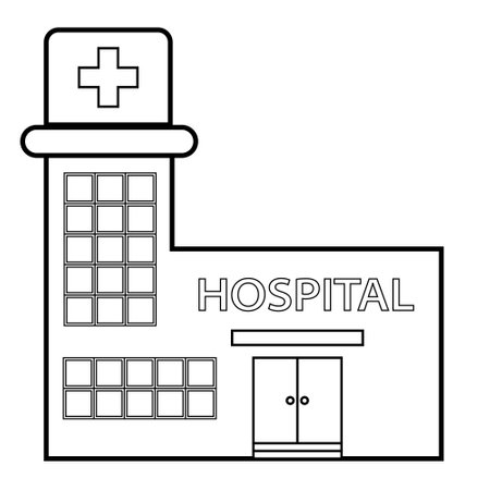 Flat Design Health Care Hospital Icon. Medical concept with hospital building. simple illustrationのイラスト素材