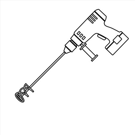 Electrical hand concrete mixer. Icon of work tool.のイラスト素材