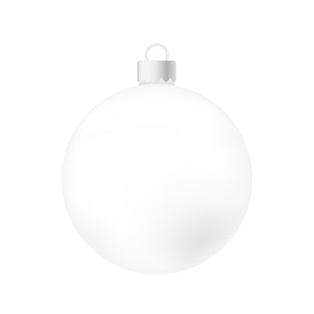 White Christmas tree toy or ball Volumetric and realistic color illustration. Holiday decoration templateのイラスト素材