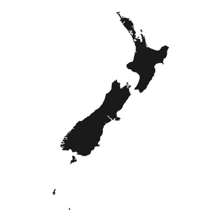 Highly detailed New Zealand map with borders isolated on background. simple iconのイラスト素材