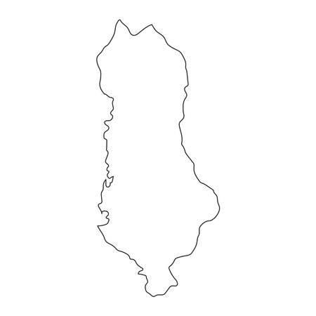 Highly detailed Albania map with borders isolated on background. Simple flat icon illustration for webのイラスト素材