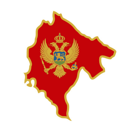 Montenegro map silhouette with flag isolated on white background. simple iconのイラスト素材