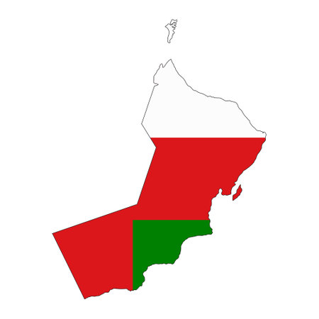 Sultanate of Oman map silhouette with flag isolated on white background. flat styleの写真素材