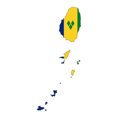 Saint Vincent and the Grenadines flag simple illustration for independence day or election. simple icon for webのイラスト素材