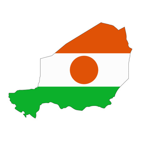 Niger map silhouette with flag isolated on white background. simple iconのイラスト素材