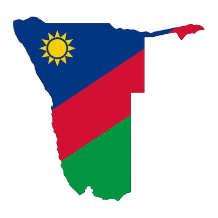 Namibia map silhouette with flag isolated on white background. simple iconのイラスト素材