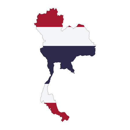 Thailand map silhouette with flag isolated on white background. flat styleの写真素材