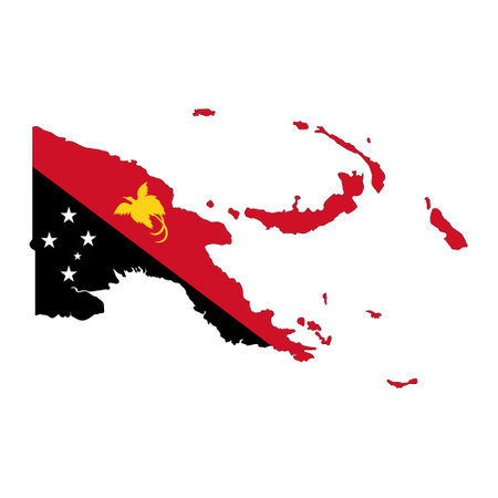 Papua New Guinea map silhouette with flag isolated on white background. flat styleのイラスト素材