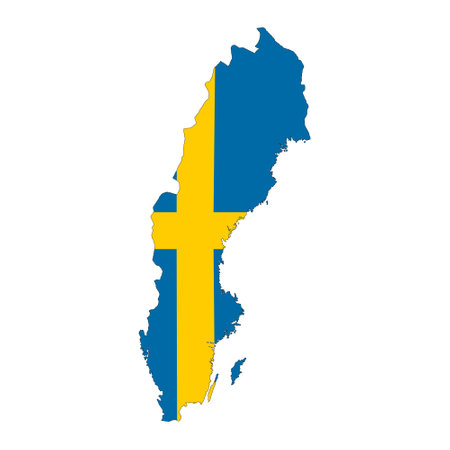 Sweden map silhouette with flag isolated on white background. flat styleの写真素材