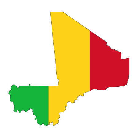 Mali map silhouette with flag isolated on white background. simple iconのイラスト素材