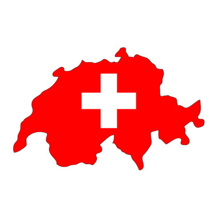 Switzerland map silhouette with flag isolated on white background. flat styleの写真素材