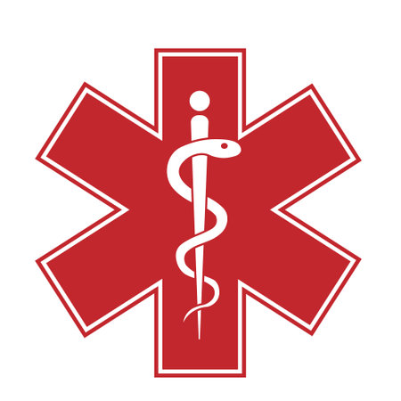 Medical sign star of life icon. Hospital ambulance star glyph style pictogram. medicineのイラスト素材