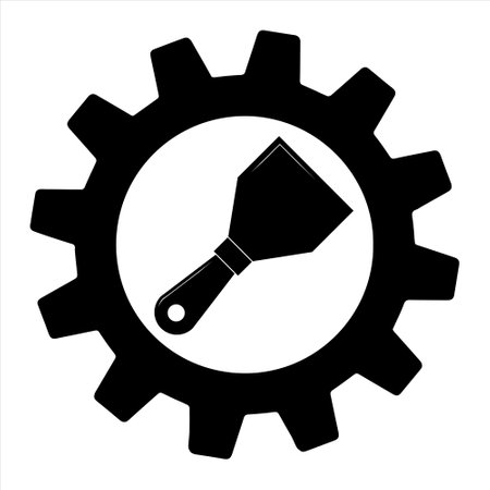 Putty knife flat icon in gear, build and repair, spatula sign vector graphics. Simple illustration of wide spatula vector icon for web. flat styleのイラスト素材