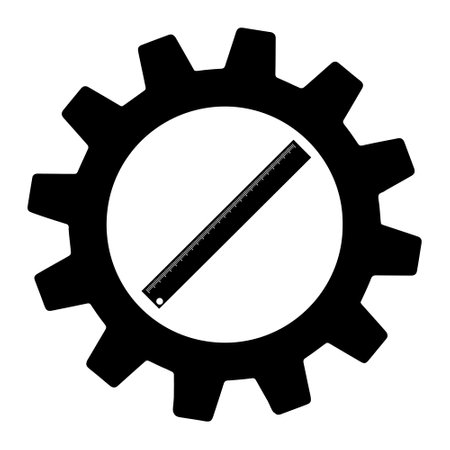 Simple ruler tool in gear flat icon illustration. simple designのイラスト素材