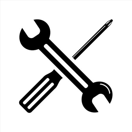 Simple spanners and crosshead screwdriver isolated. Icon for apps and websites. flat styleのイラスト素材