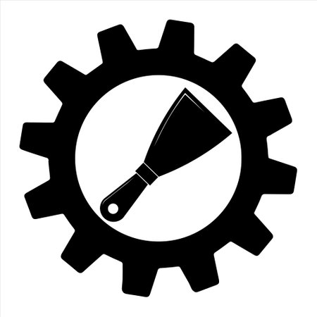 Putty knife flat icon in gear, build and repair, spatula sign vector graphics. Simple illustration of wide spatula vector icon for web. flat styleのイラスト素材