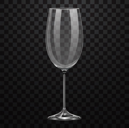 Realistic empty cabernet wine glass isolated on transparent background. Festive glass for alcoholのイラスト素材
