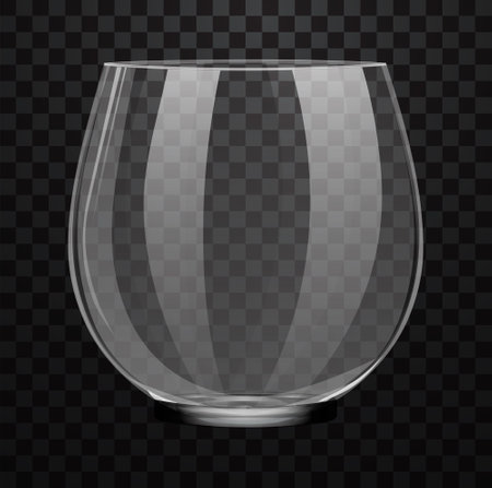 Realistic empty whiskey glass isolated on transparent background. Festive glass for alcoholのイラスト素材