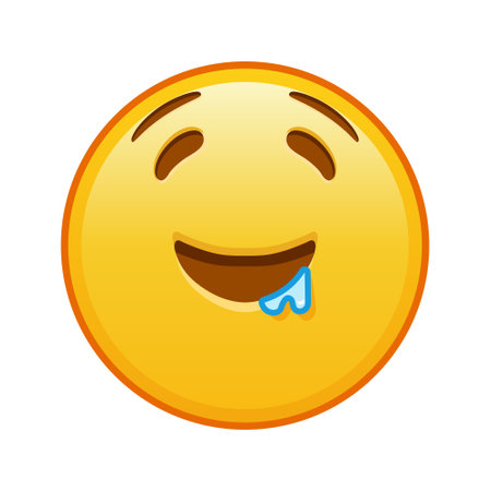Drooling face on white background. Large size yellow emoji smileのイラスト素材